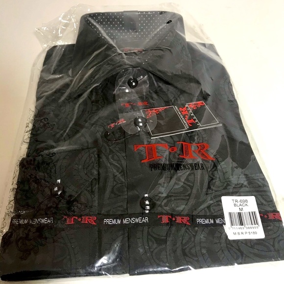 TR Premium Menswear LS Dress Shirt $189 Black PRICE FIRM - Picture 4 of 8